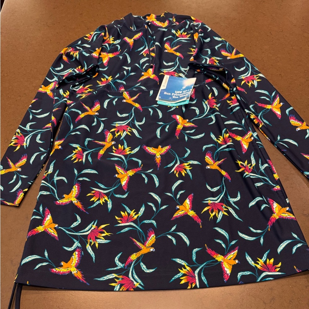 NWT Coolibar Women's Lawai Ruche Swim Shirt/Tunic UPF 50+ Sun Protection Sz: M